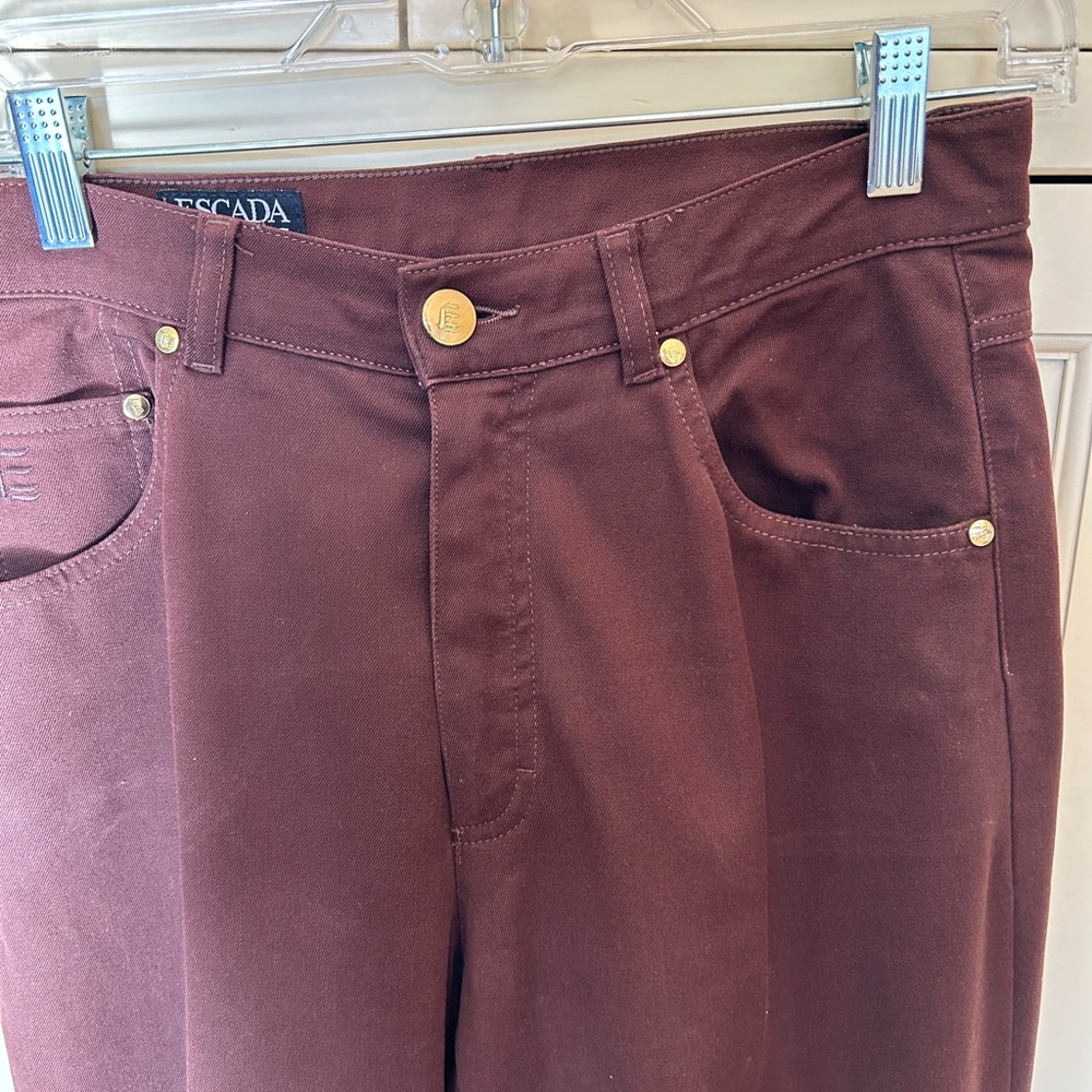 Escada Deep Brown Trousers with Gold Accents